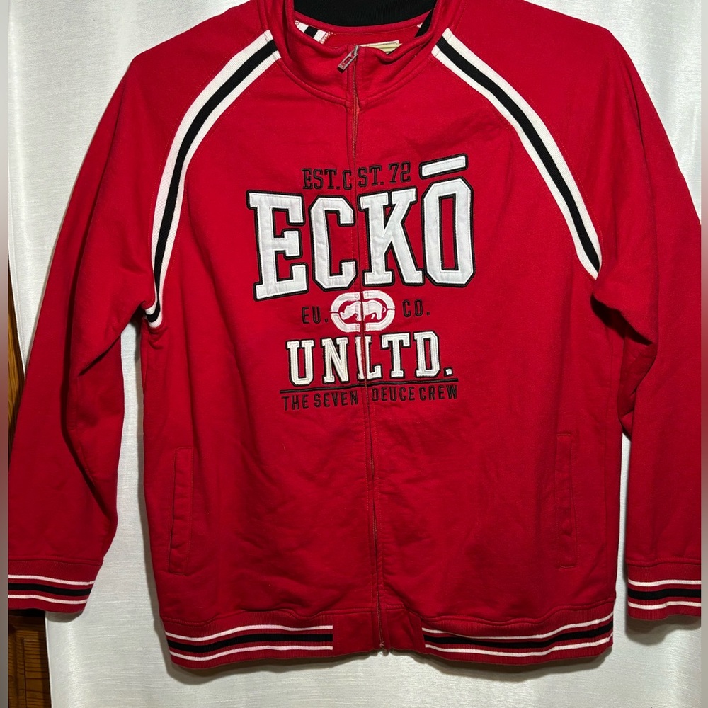 Vintage Ecko Unltd full zip jacket Men’s 3XL w/ tri-color waist & wrist Nice!!